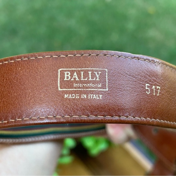 Bally Green & Red Canvas & Leather Belt Size 32 (xs-s) Made in Italy - Picture 6 of 7